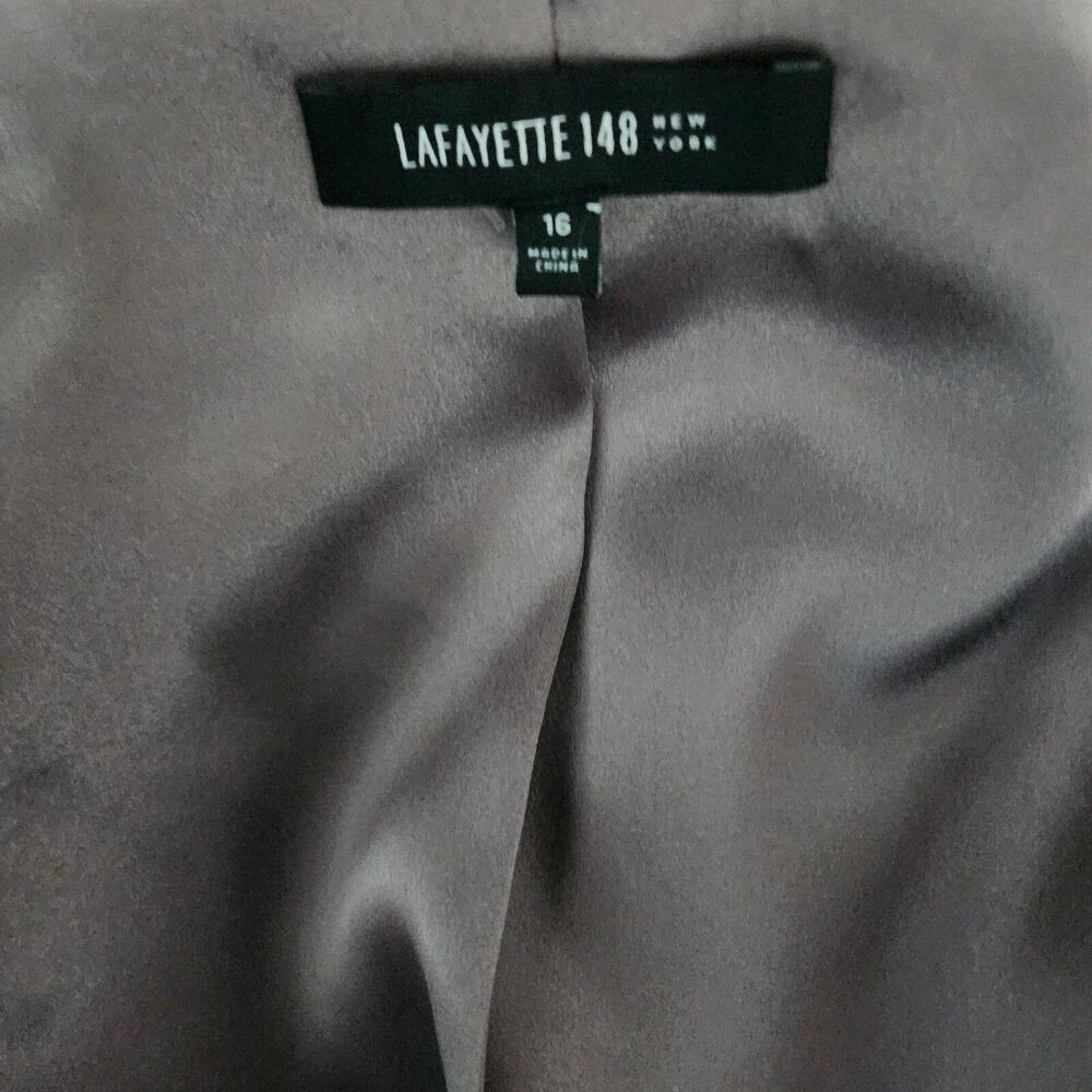 LKNW sequin Lafayette 148 jacket short eyelet closure unique taupe gray 16 JJ10 - Picture 9 of 9